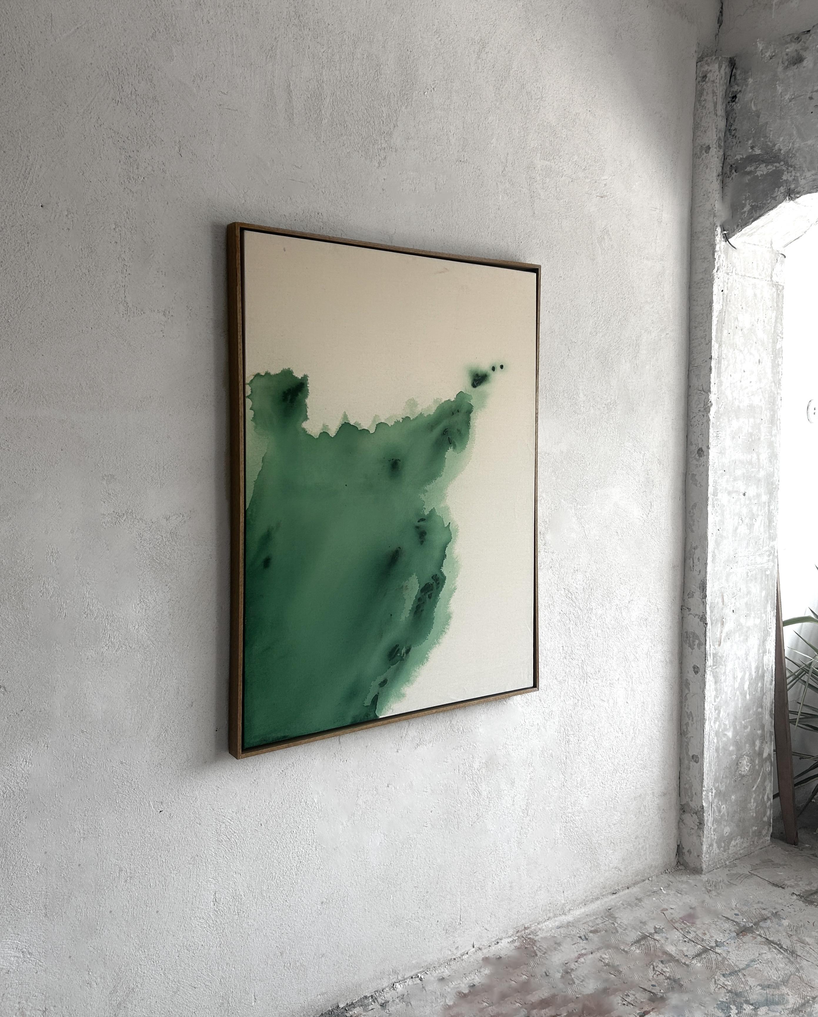 Contemporary Minimalist Green Abstract Painting on Canvas by Tete Alurralde 2025 im Angebot 3
