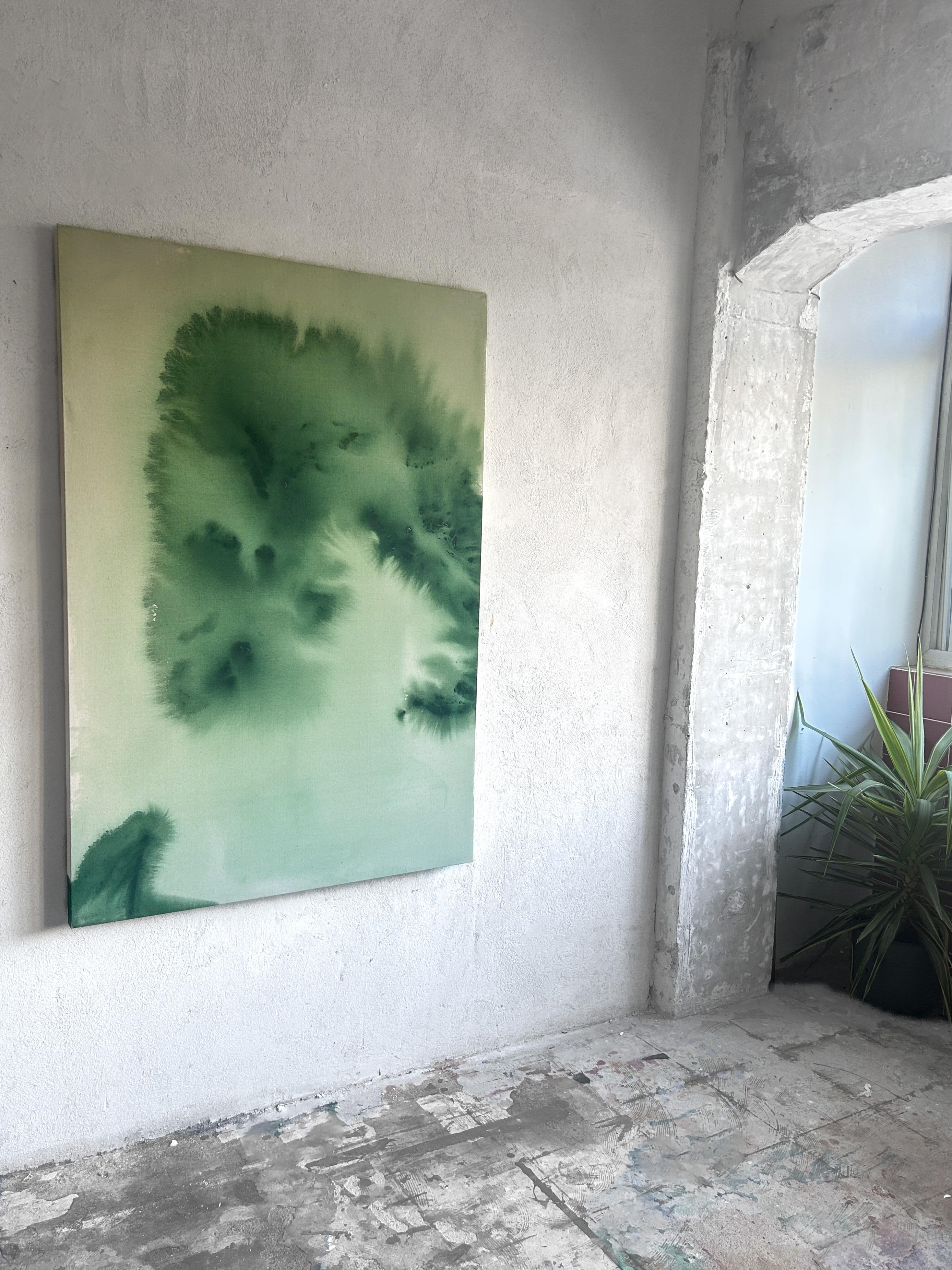 Contemporary Minimalist Green Abstract Painting on Canvas by Tete Alurralde 2025 im Angebot 5
