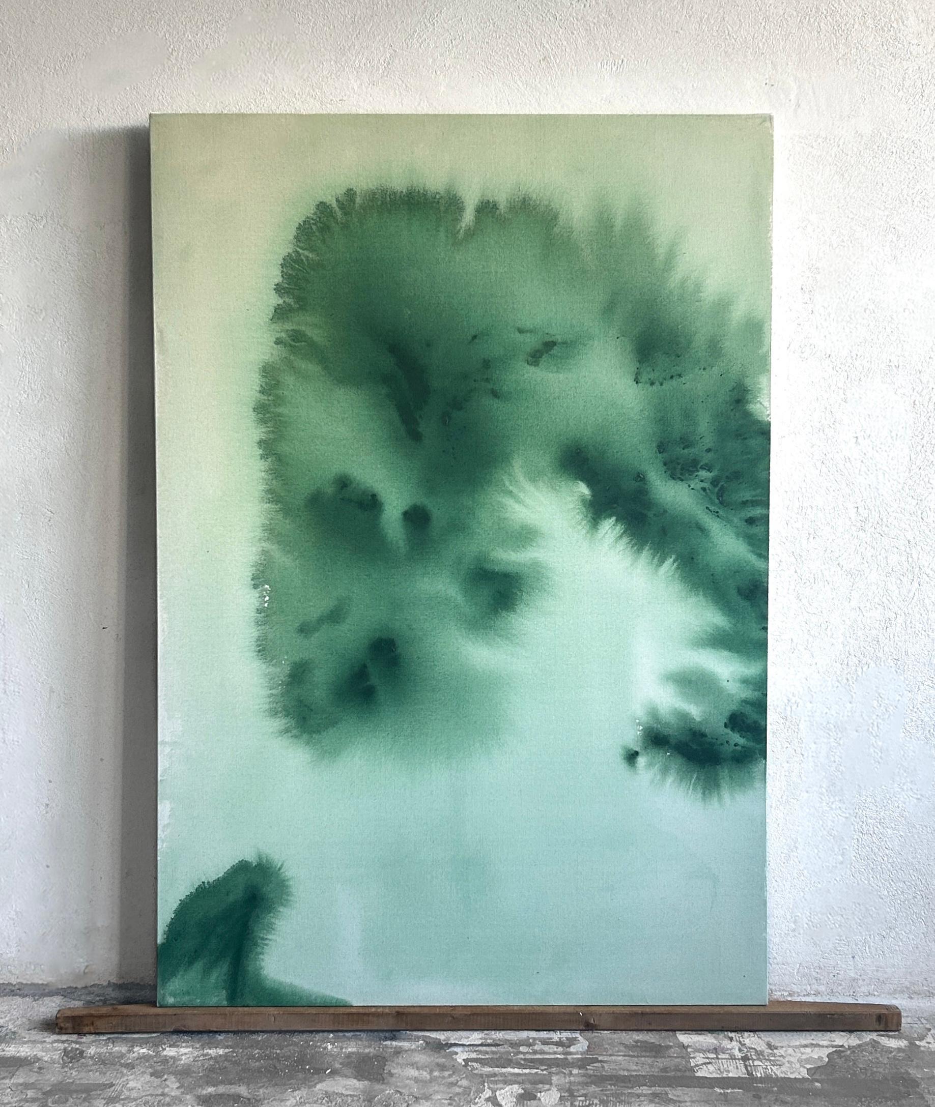 Contemporary Minimalist Green Abstract Painting on Canvas by Tete Alurralde 2025 im Angebot 6