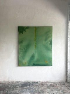 Contemporary Minimalist Green Abstract Painting on Canvas by Tete Alurralde 2025