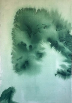 Contemporary Minimalist Green Abstract Painting on Canvas by Tete Alurralde 2025