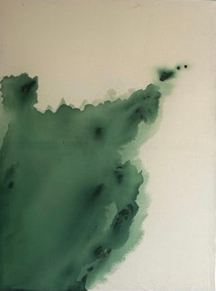 Contemporary Minimalist Green Abstract Painting on Canvas by Tete Alurralde 2025