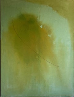 Contemporary Minimalist Green Earth Abstract Painting Canvas Tete Alurralde