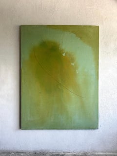 Contemporary Minimalist Green Earth Abstract Painting Canvas Tete Alurralde