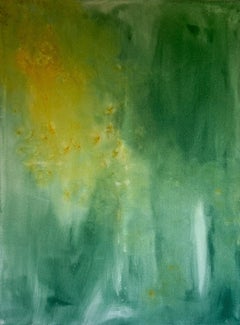 Contemporáneo Minimalista Tonos Verdes Pintura Abstracta Lienzo Tete Alurralde