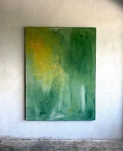 Contemporáneo Minimalista Tonos Verdes Pintura Abstracta Lienzo Tete Alurralde