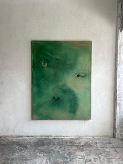 Zeitgenössische Minimalistische Grüntöne Abstrakte Malerei Leinwand Tete Alurralde