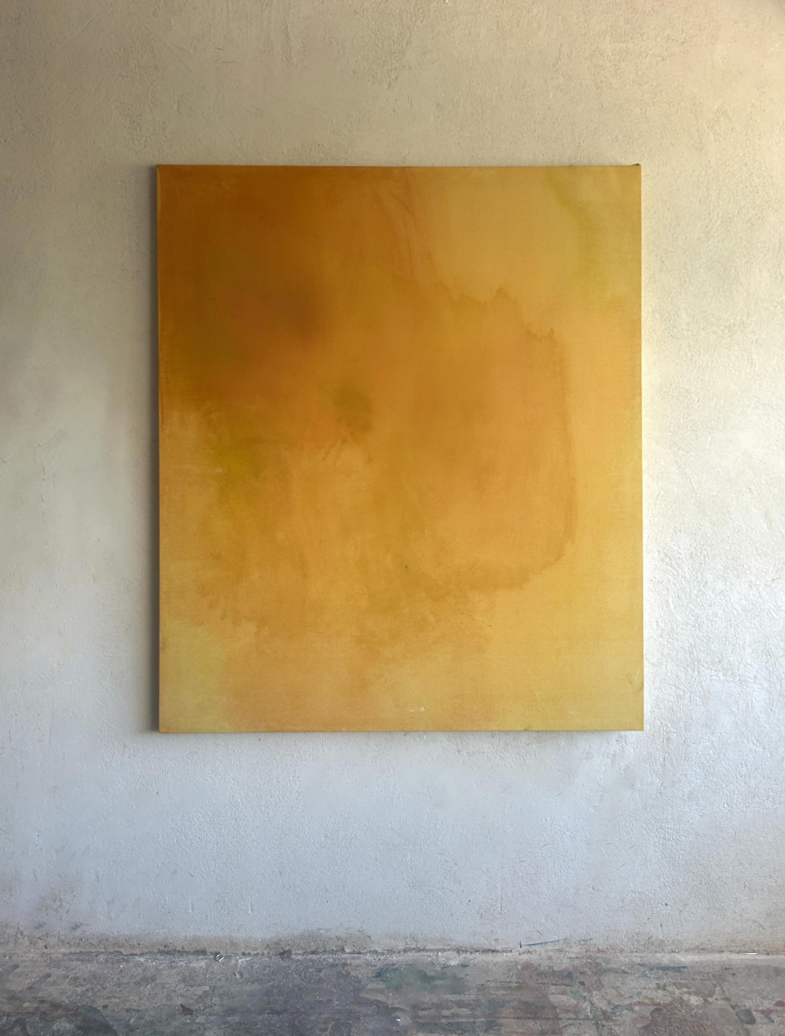 Contemporary Minimalist Yellow Earth Abstract Painting Canvas Tete Alurralde
