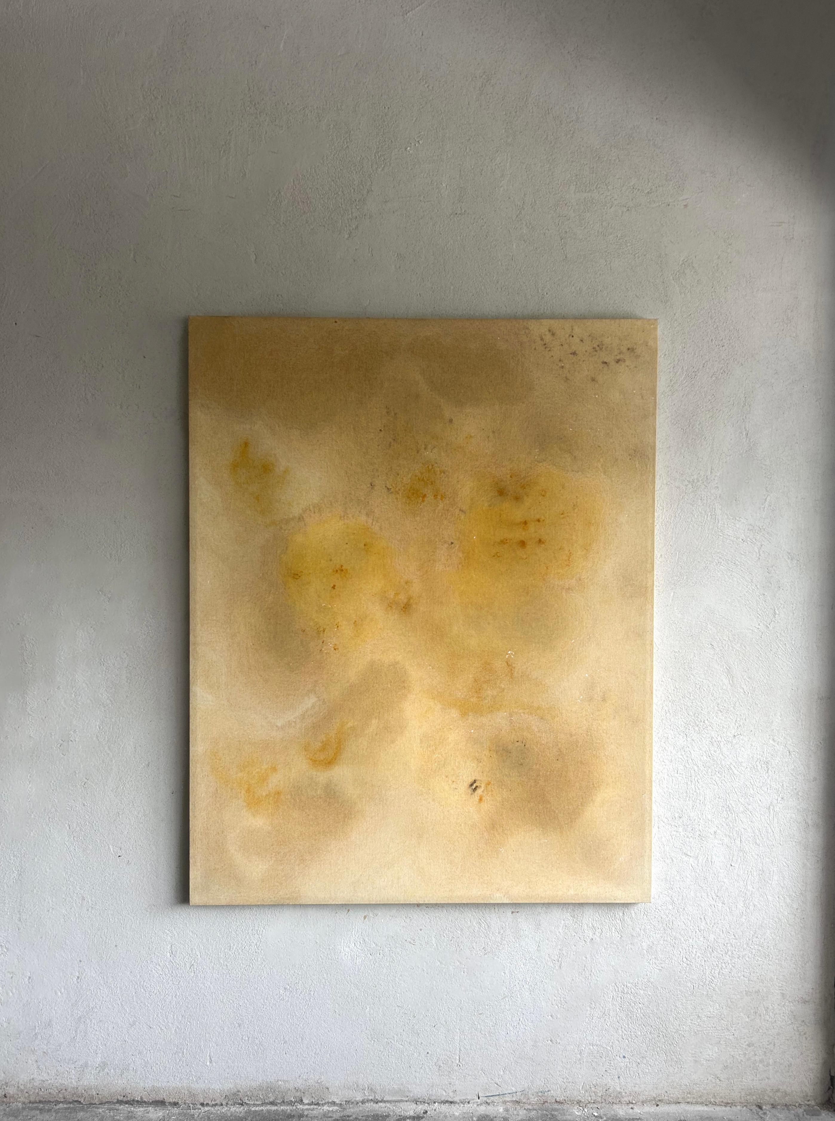 Contemporary Minimalist Yellow Tones Abstract Painting Canvas Tete Alurralde