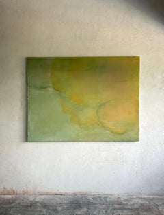 Teté Alurralde Abstract Painting in Sage Green and Olive Tones Landscape