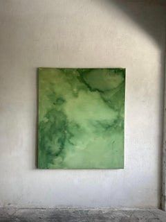 Teté Alurralde Contemporary Abstract Painting in Green and Sage Tones