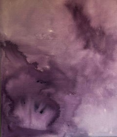 Teté Alurralde Pintura abstracta contemporánea en tonos lavanda y ciruela