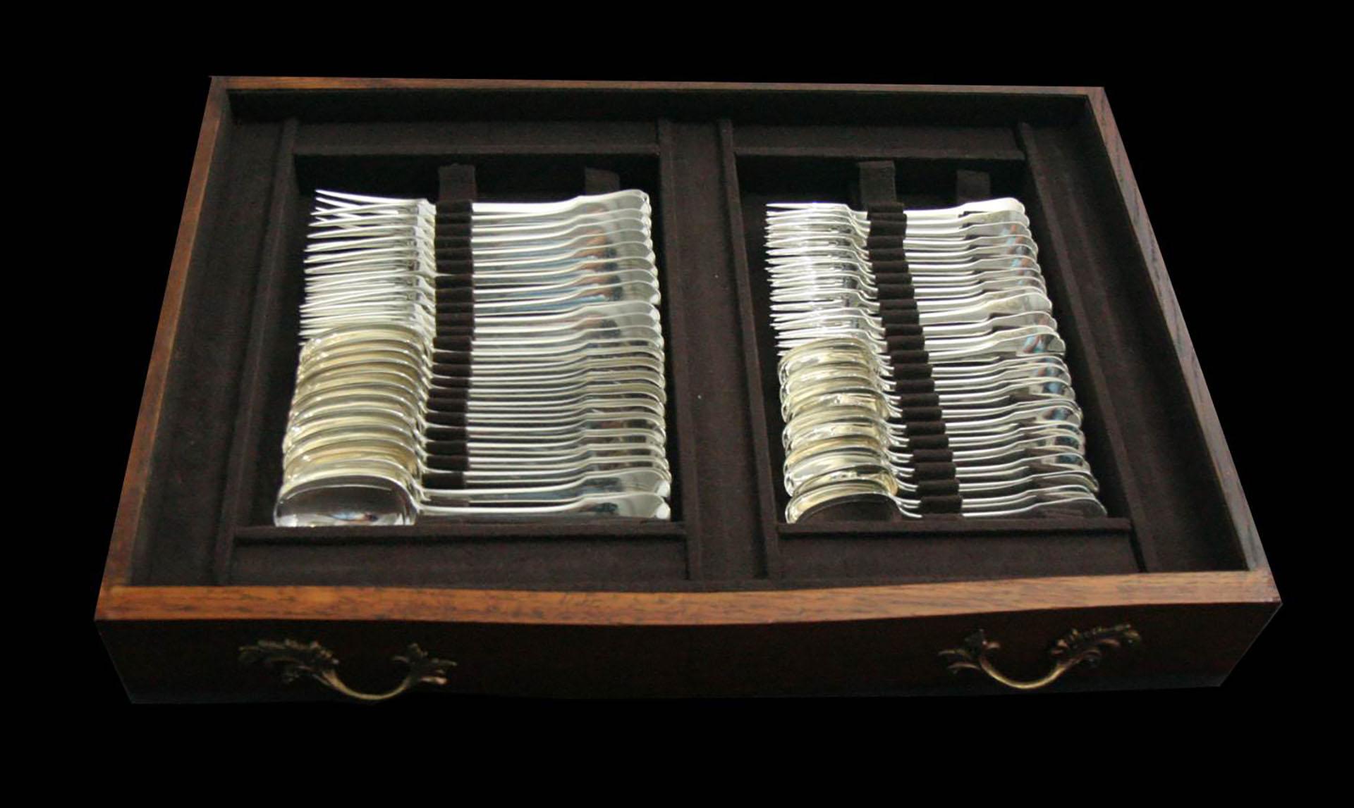 Tetard - 165pz. ¡Juego de Cubiertos Luis XVI de Plata de Ley 950 Antique French ! en venta 12