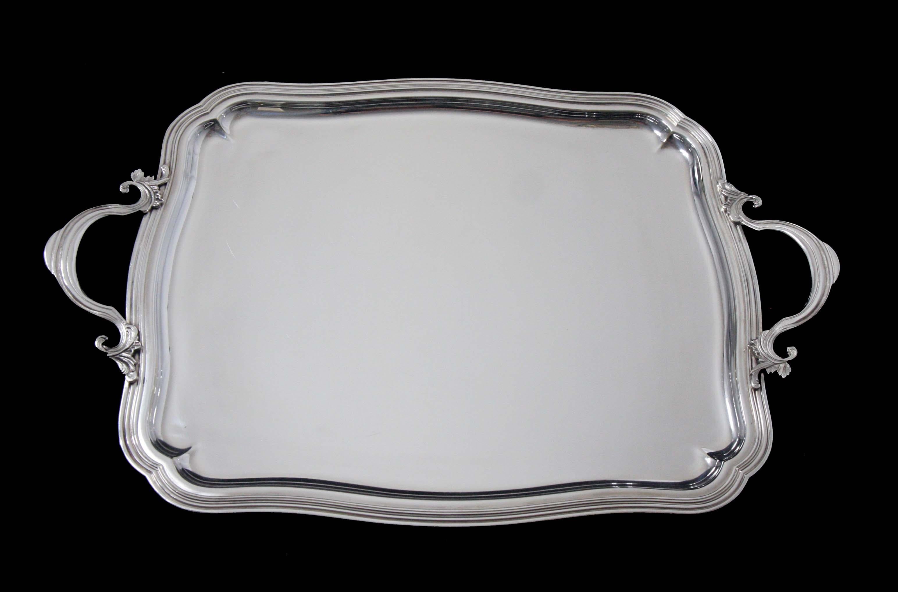 Tetard - 4tlg. Original französisches Art Deco 950 Sterling Silber Teeservice + Tablett im Angebot 10