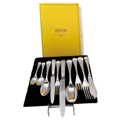 Antique Tetard French Sterling Silver 134-Piece Flatware Set in Art Deco Style