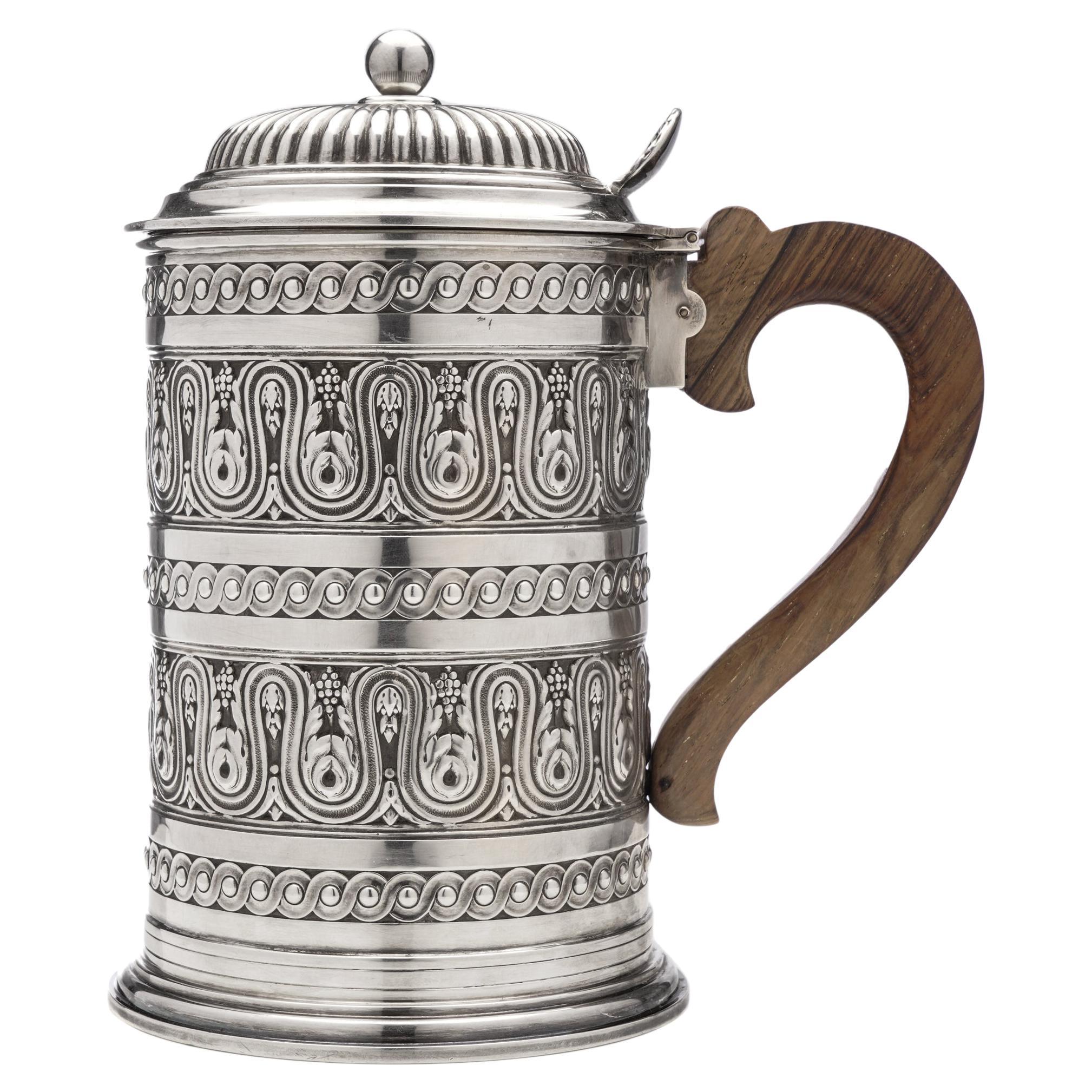 Tétard Frères Antique 800. French Silver Tankard For Sale