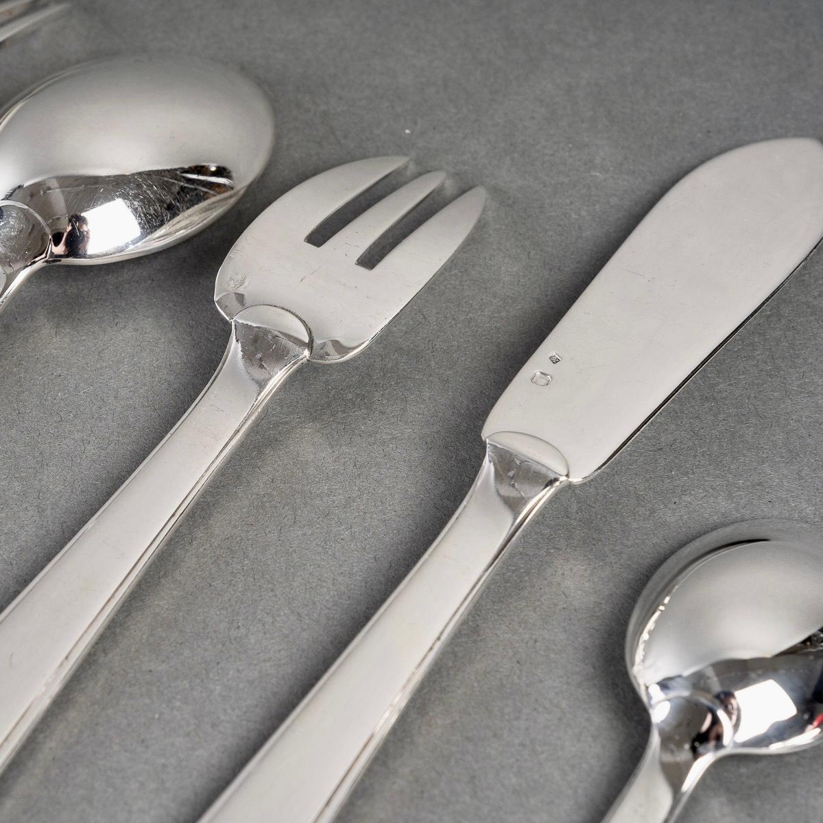 Tetard Freres, Cutlery Flatware Set Art Deco Sterling Silver in Case 154 Pieces 2
