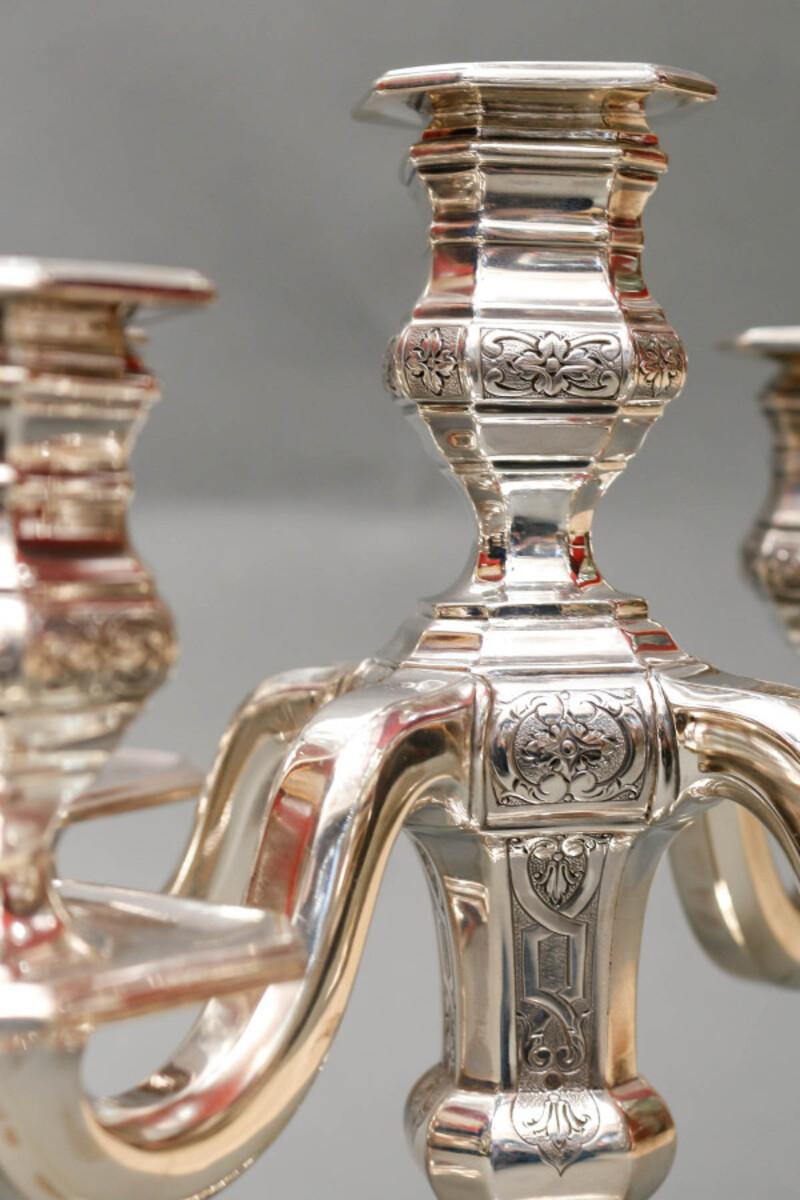 TETARD FRÈRES  Pair of low Candelabras in solid silver  CIRCA 1930 For Sale 1
