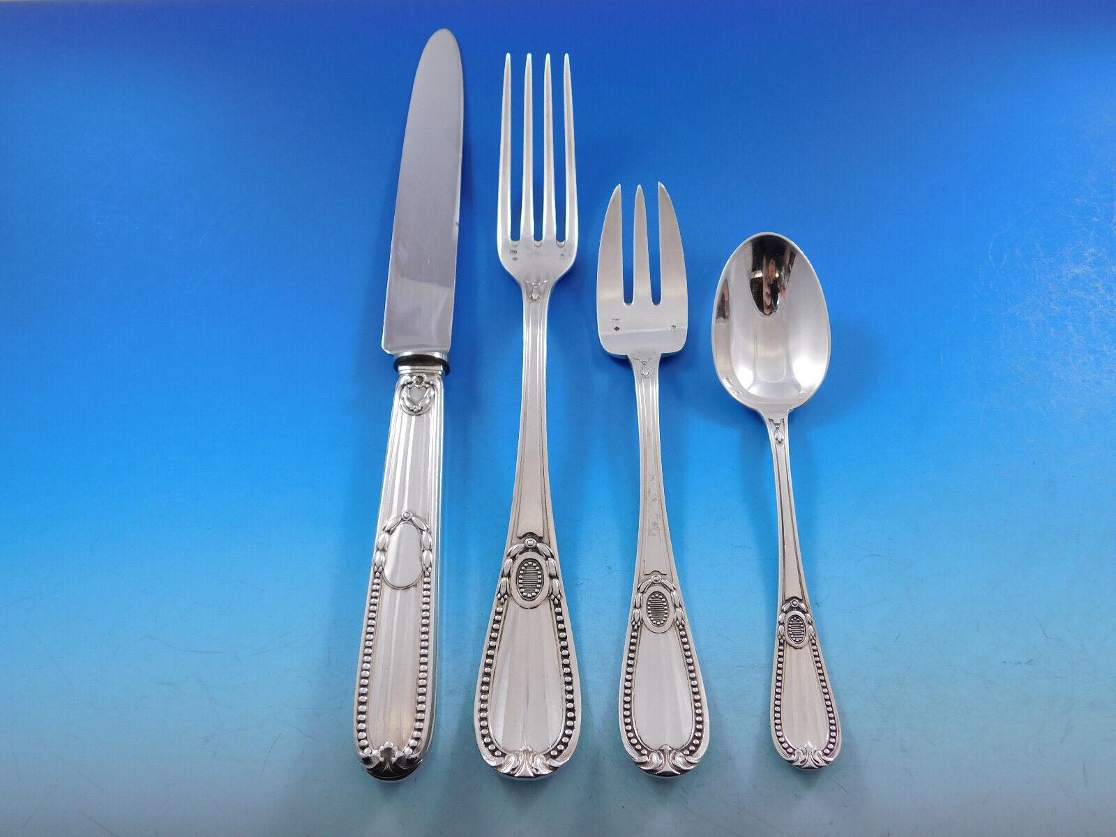 Tetard Freres Perles Sterling Silver Flatware Set Service French 343 Pcs Dinner For Sale 5