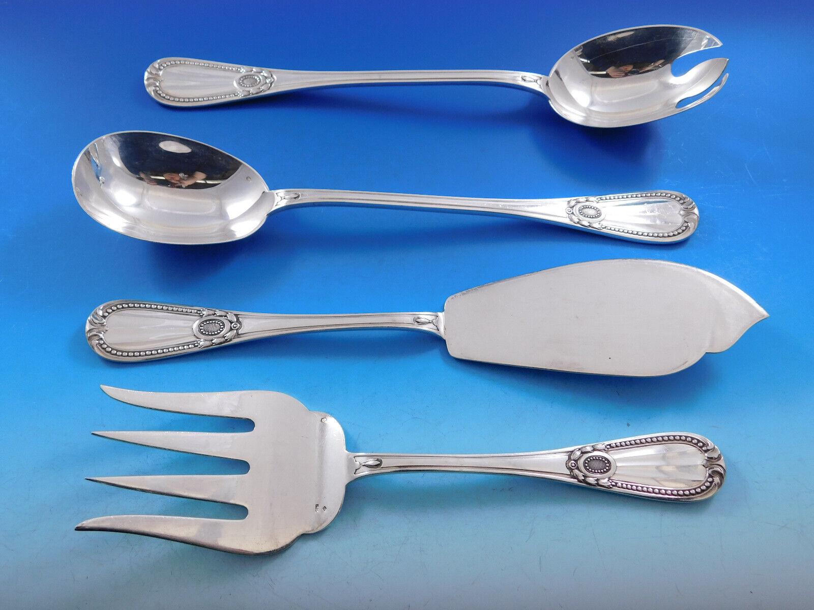 Tetard Freres Perles Sterling Silver Flatware Set Service French 343 Pcs Dinner For Sale 1