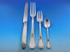 Tetard Freres Perles Sterling Silver Flatware Set Service French 72 Pcs Dinner