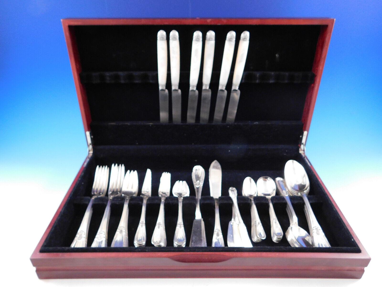 Tetard Freres Perles Cubiertos de Plata de Ley Servicio Cena Francés 72 Piezas en venta 1