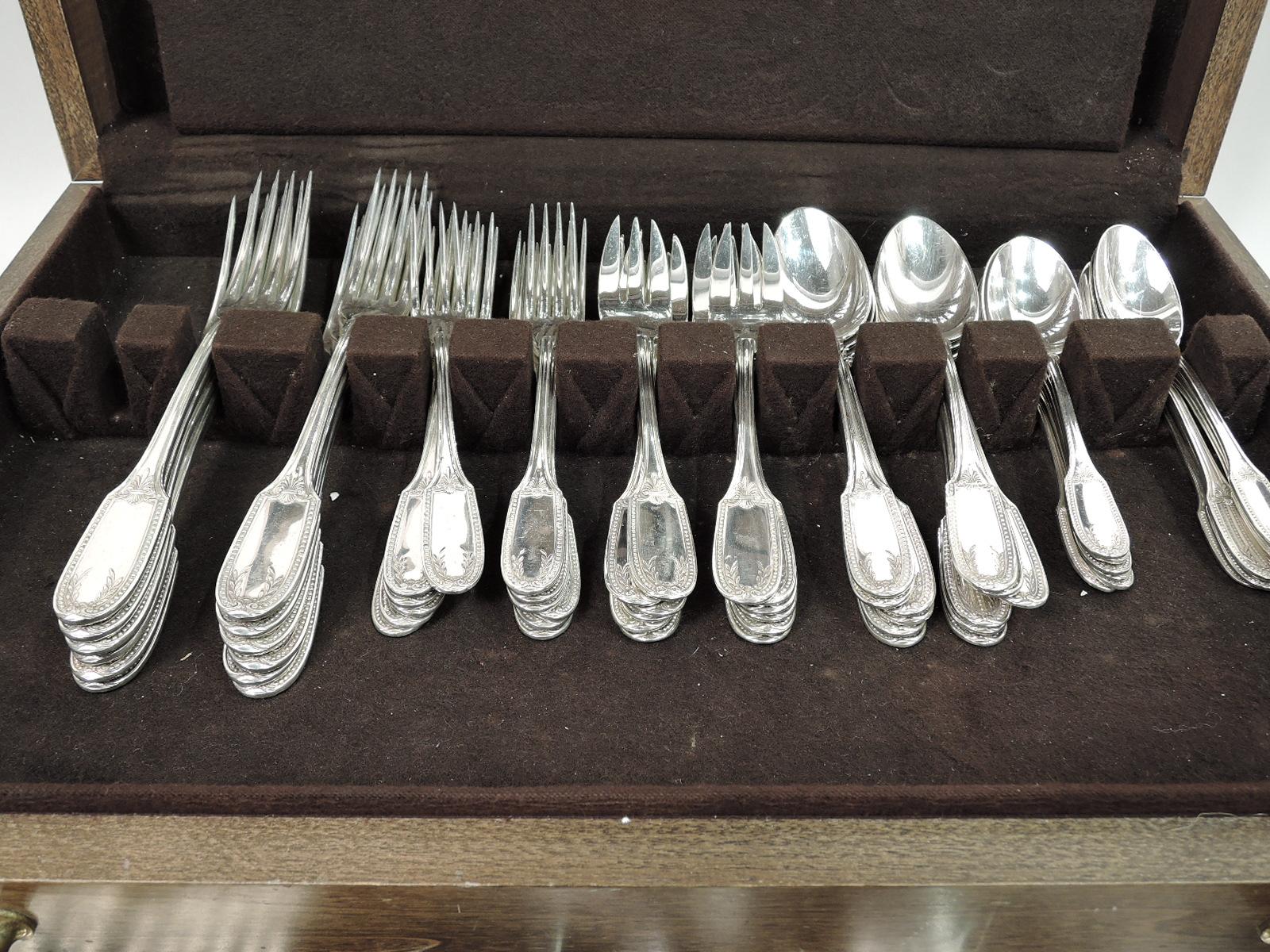 Tetard La Rochelle Silver Dinner Set for 12 with 90 Pieces In Good Condition For Sale In New York, NY