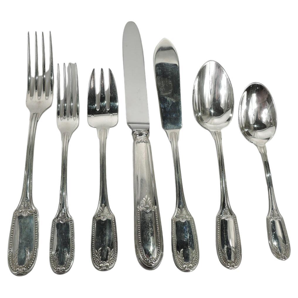 Tetard La Rochelle Silver Dinner Set for 12 with 90 Pieces For Sale