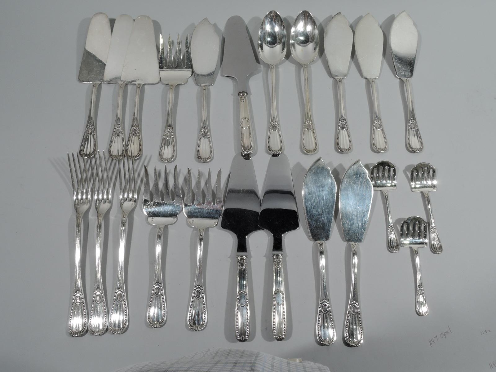 20th Century Tetard Perles French Dinner & Lunch Set for 24 with 474 Pieces