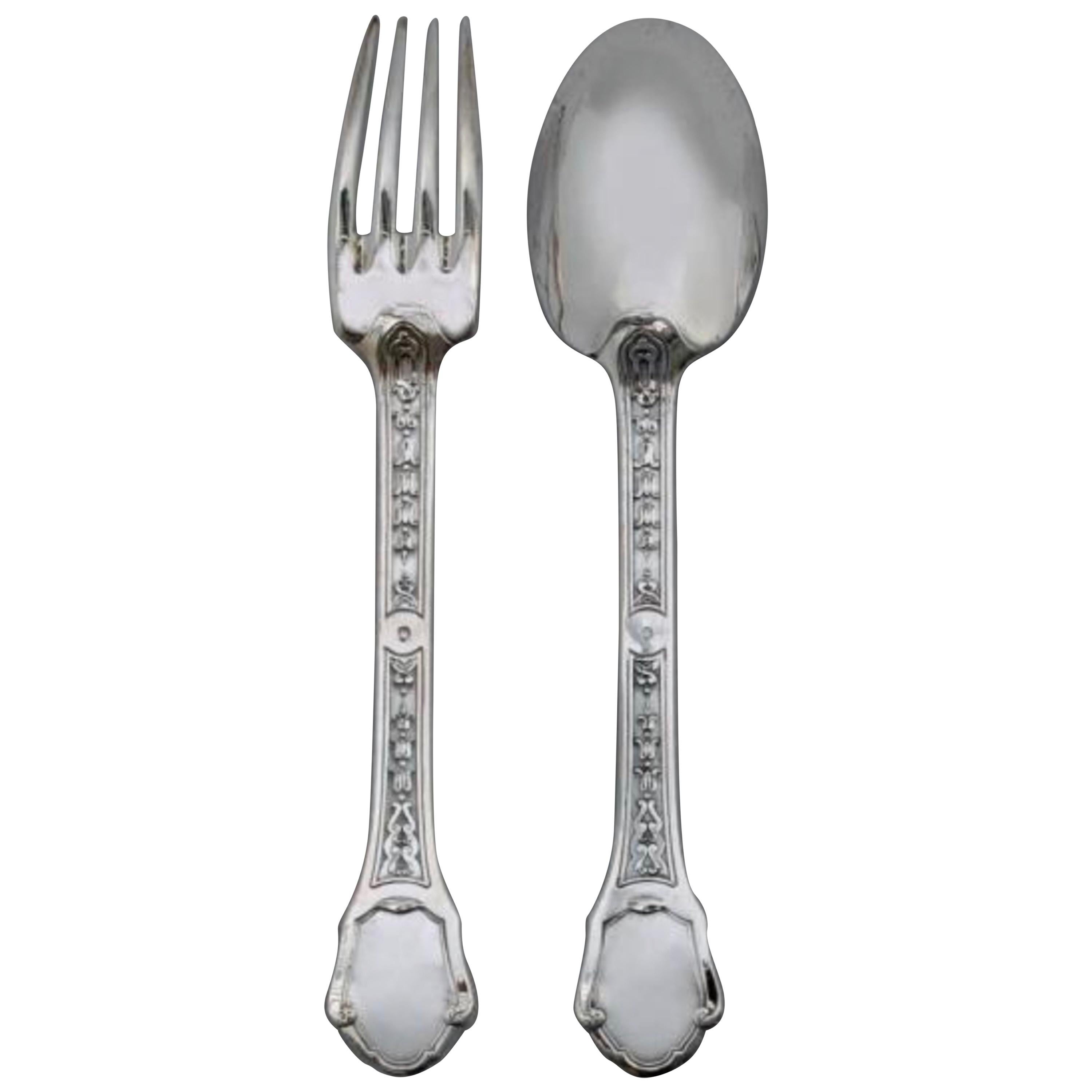 Tetard "Versailles" French Sterling Silver Dinner Flatware 150 Pieces For Sale