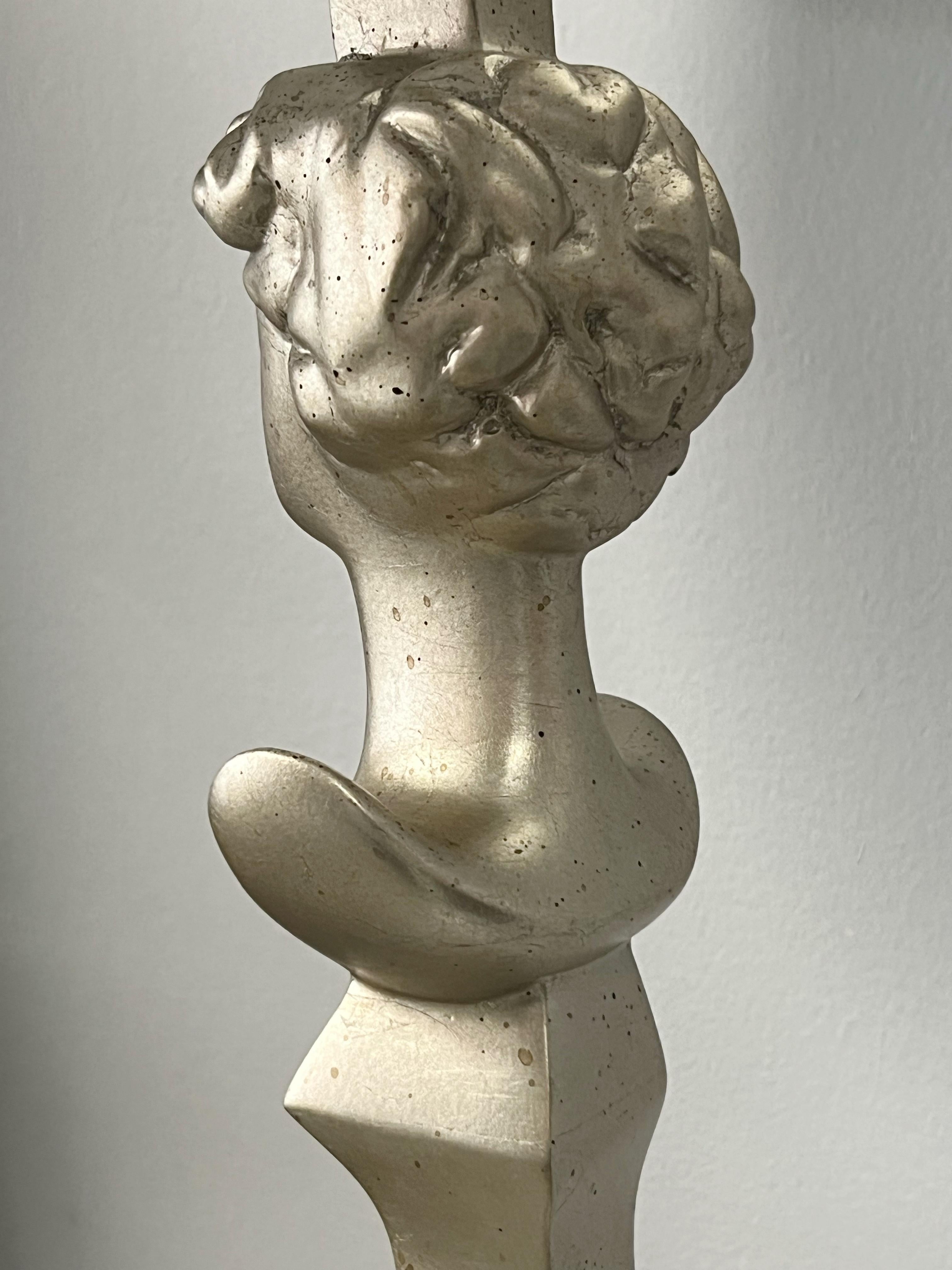 Lampada da terra Tete de Femme Sirmos in stile Giacometti a foglia d'argento in vendita 2