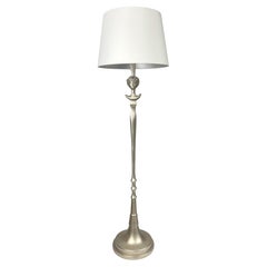 Tete de Femme Sirmos Floor Lamp in Silver Leaf Giacometti Style