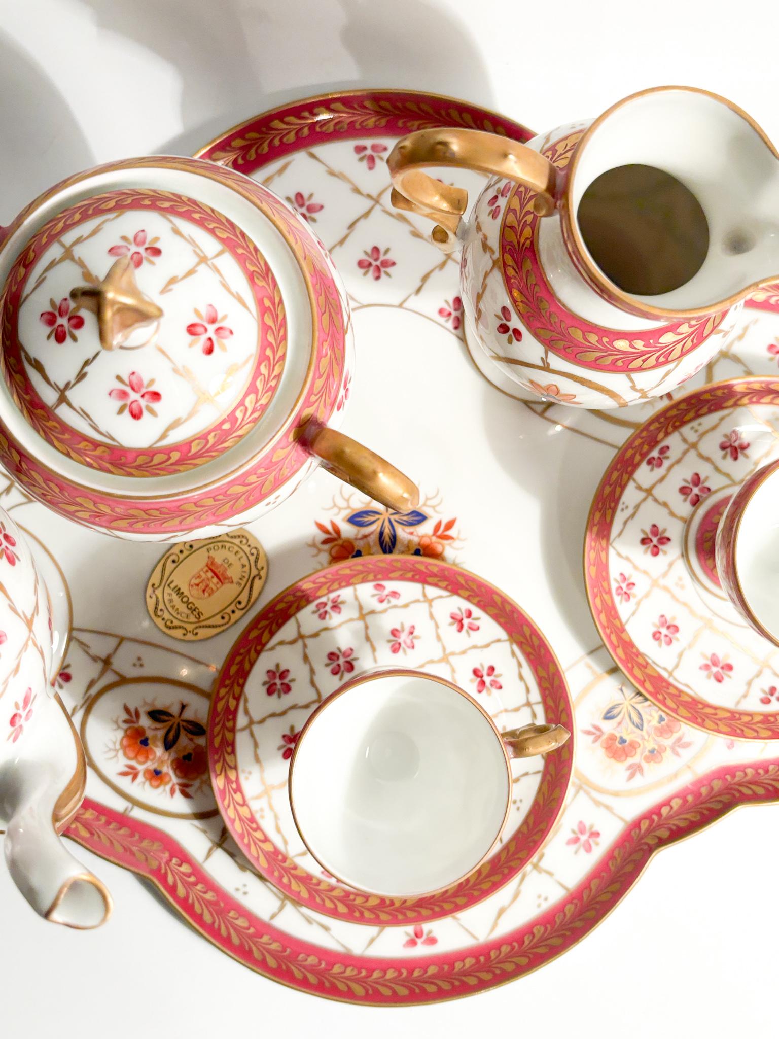 Art Deco Tête-à-tête Coffee Set in Limoges Porcelain from the 1950s For Sale
