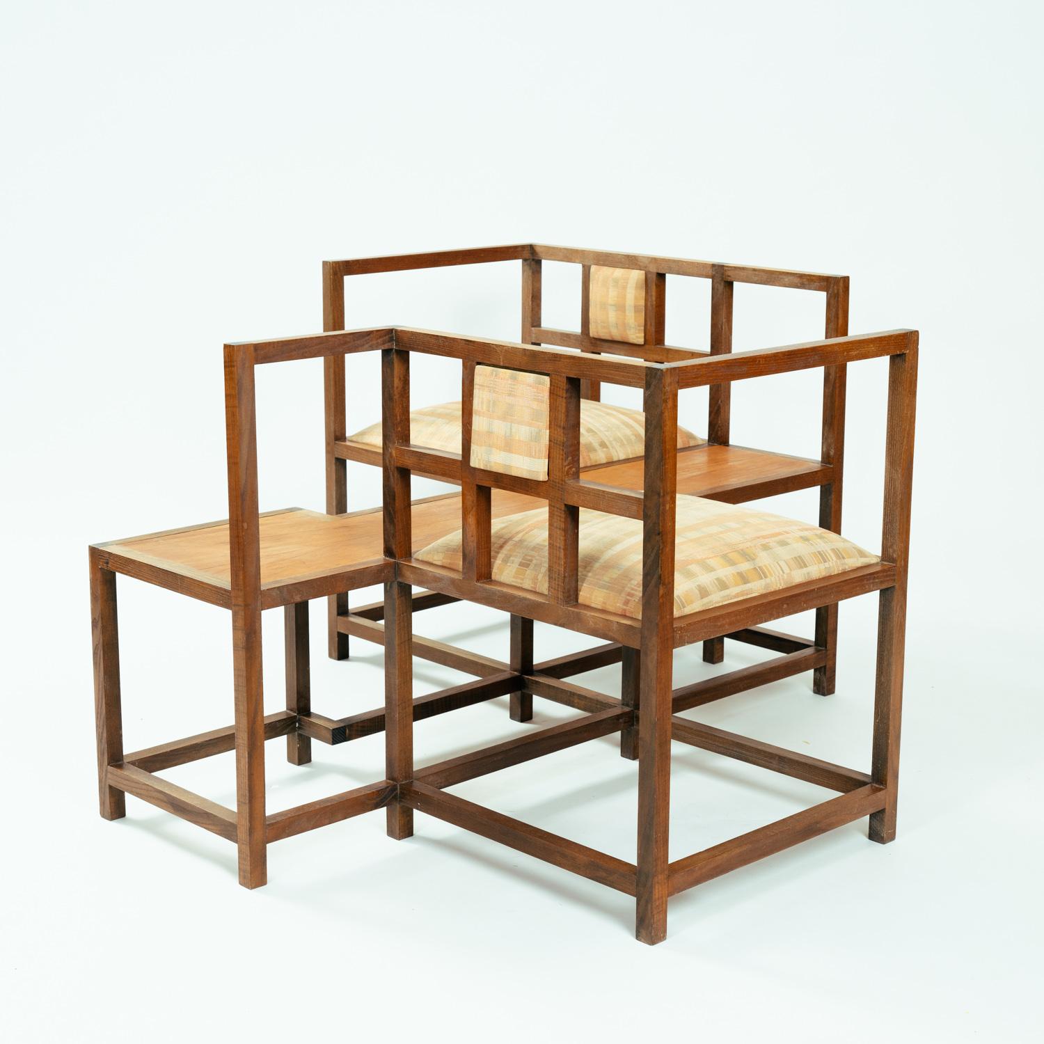 Tete-a-tete-Konversations-Sofabank inspiriert von Rennie Mackingtosh, einzigartig, 1980 (Niederländisch) im Angebot