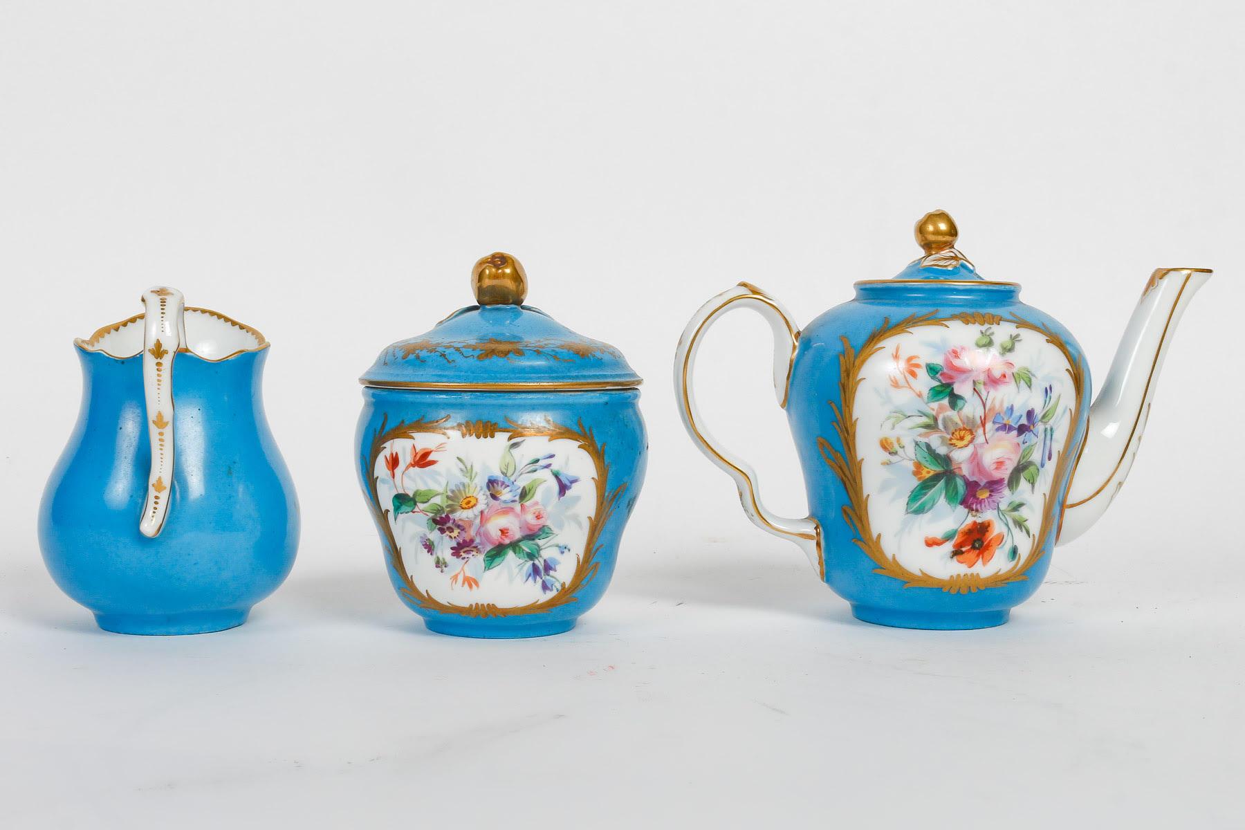 Tête-à-tête, Tea Service, Sèvres Porcelain, Napoleon III Period. For Sale 3