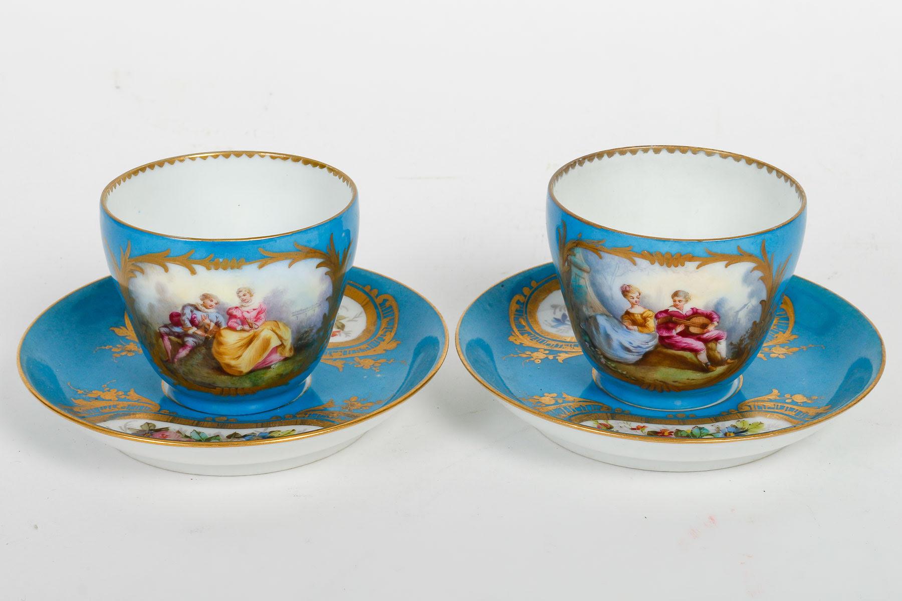 Tête-à-tête, Tea Service, Sèvres Porcelain, Napoleon III Period. For Sale 4