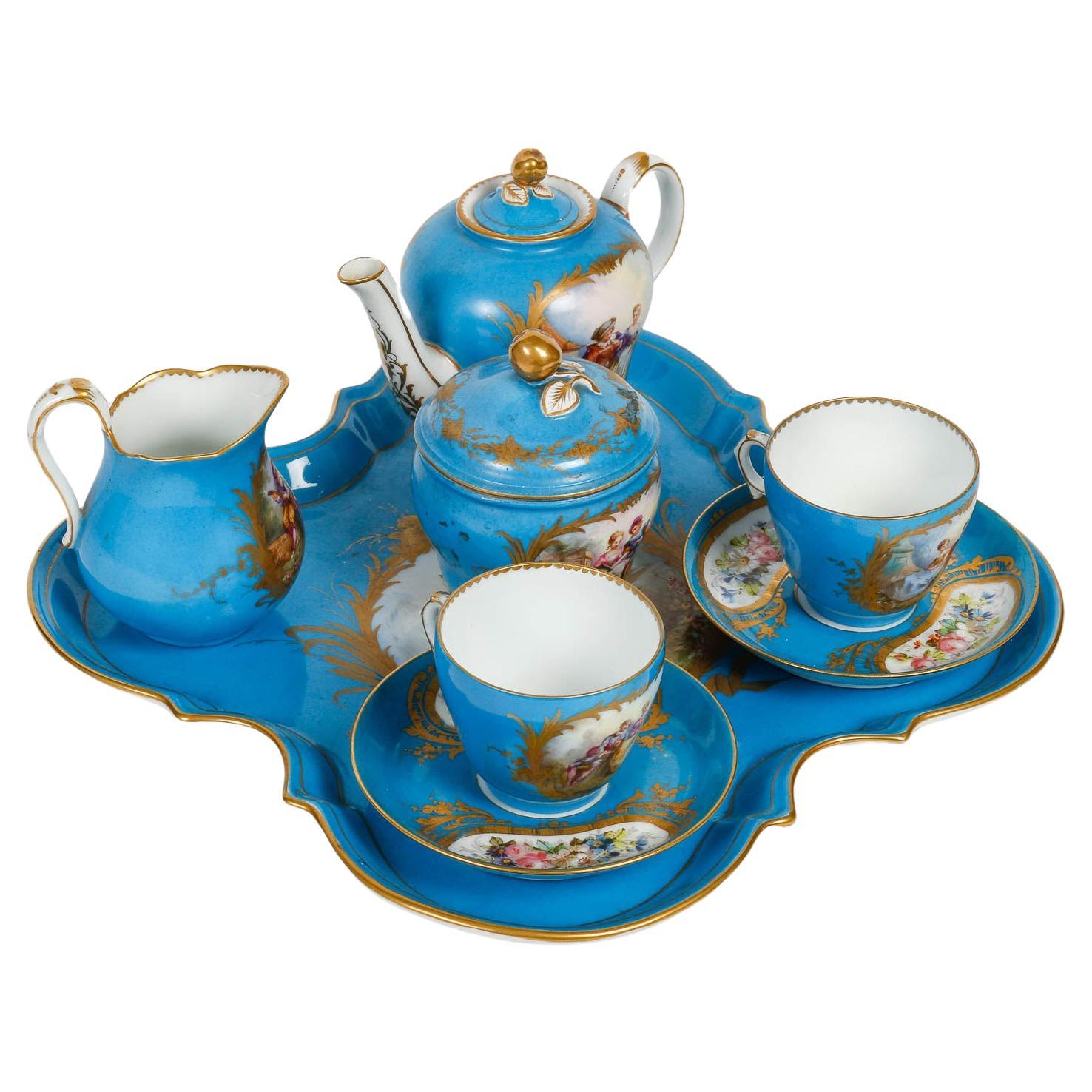 Tête-à-tête, service à thé, porcelaine de Sèvres, période Napoléon III.