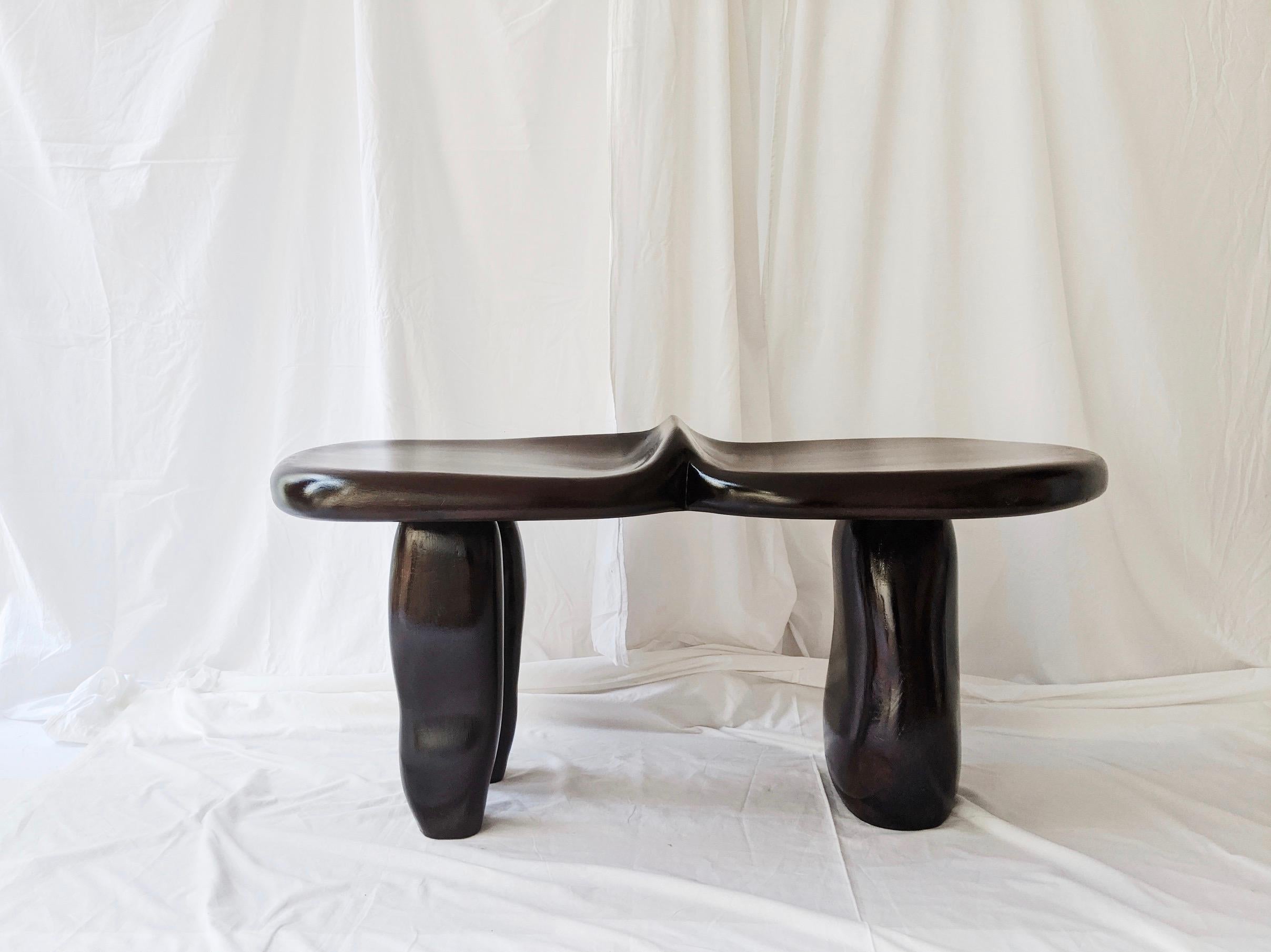 Tête-À-Tête Wood Bench by The Stone by the Door (American Oak version) For Sale 3