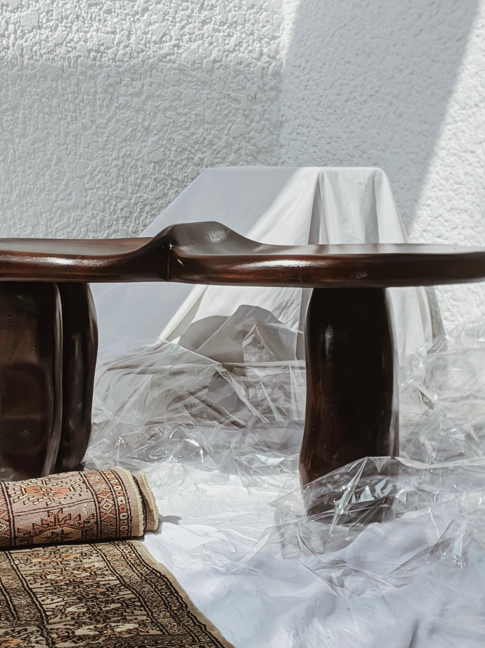 Tête-À-Tête Wood Bench by The Stone by the Door (American Oak version) For Sale 6