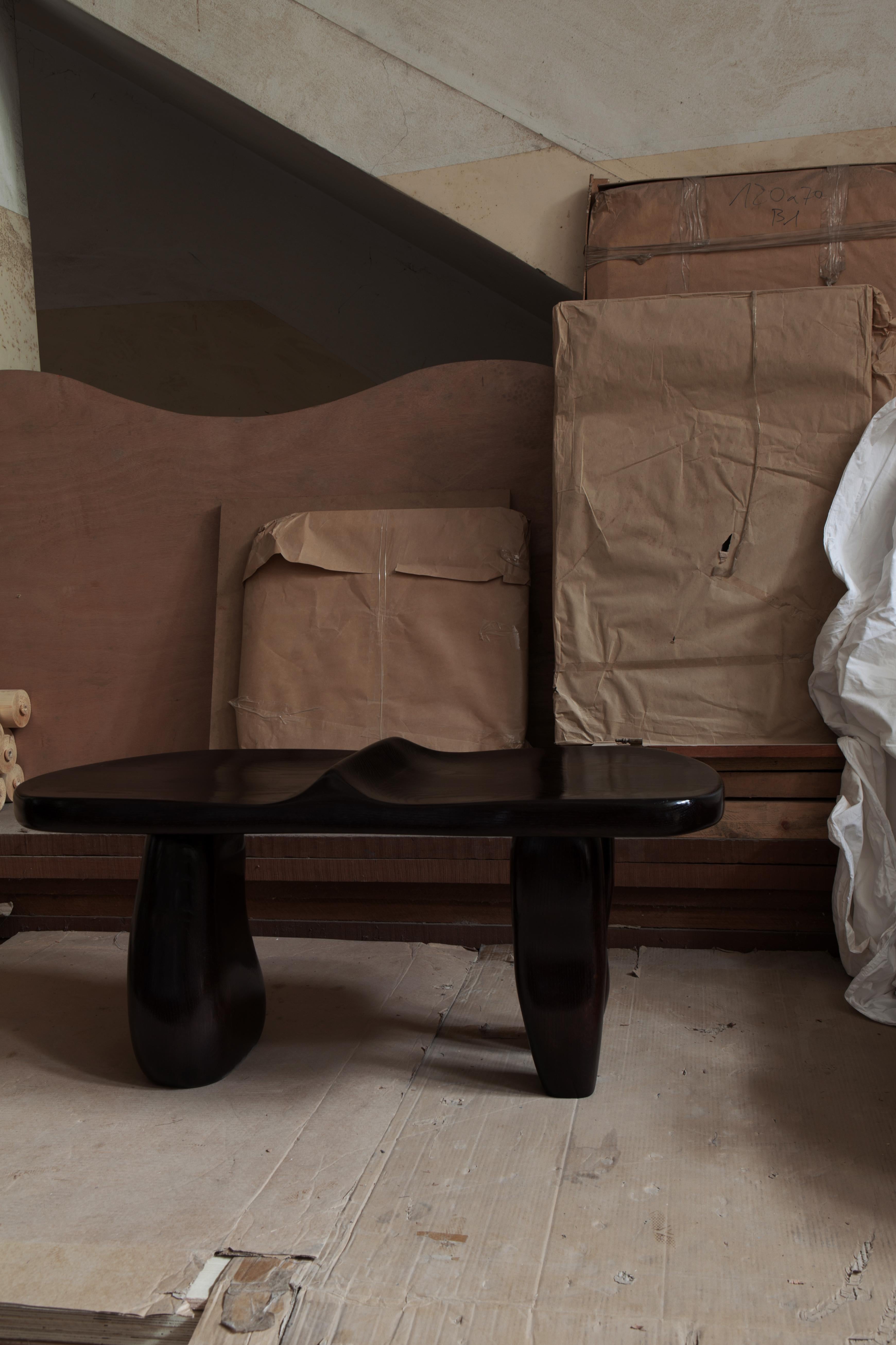 Tête-À-Tête Wood Bench by The Stone by the Door (American Oak version) For Sale 7