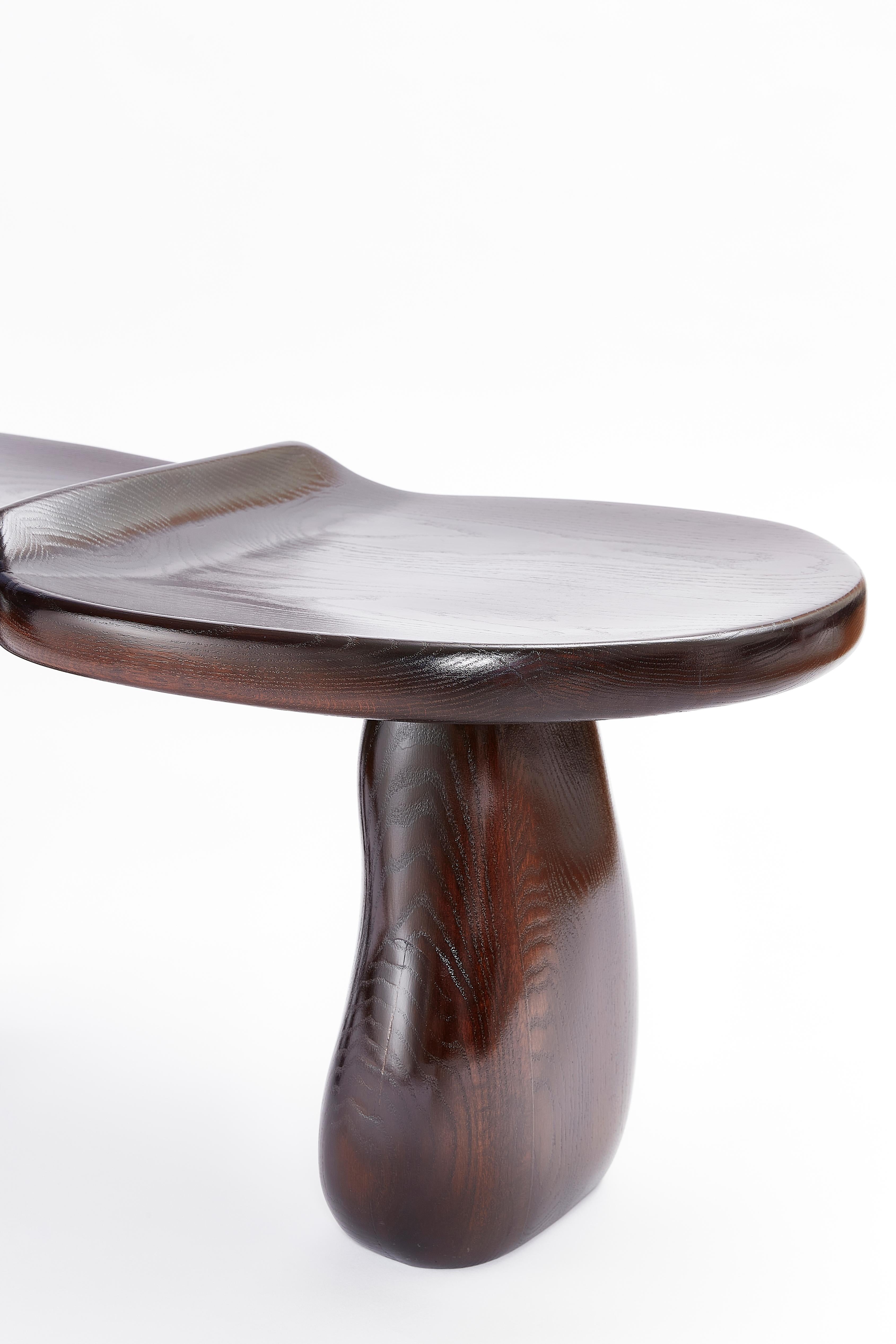 Tête-À-Tête Wood Bench by The Stone by the Door (American Oak version) For Sale 1