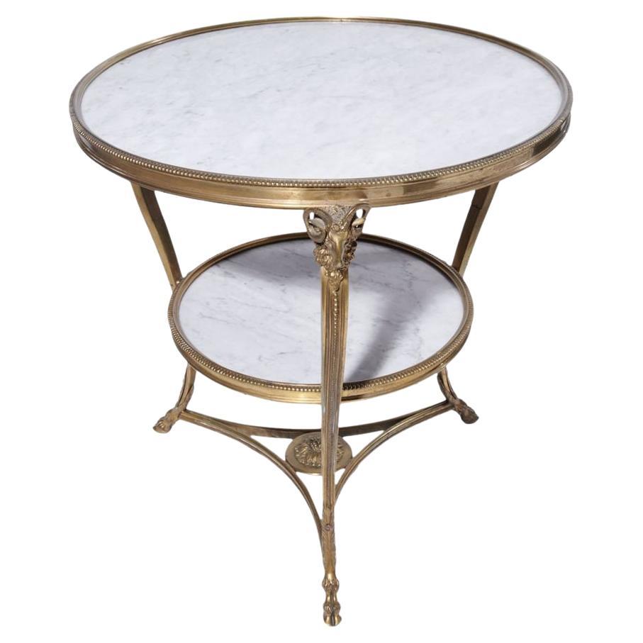 tete-de-belier-gueridon-table-with-white-marble-for-sale-at-1stdibs