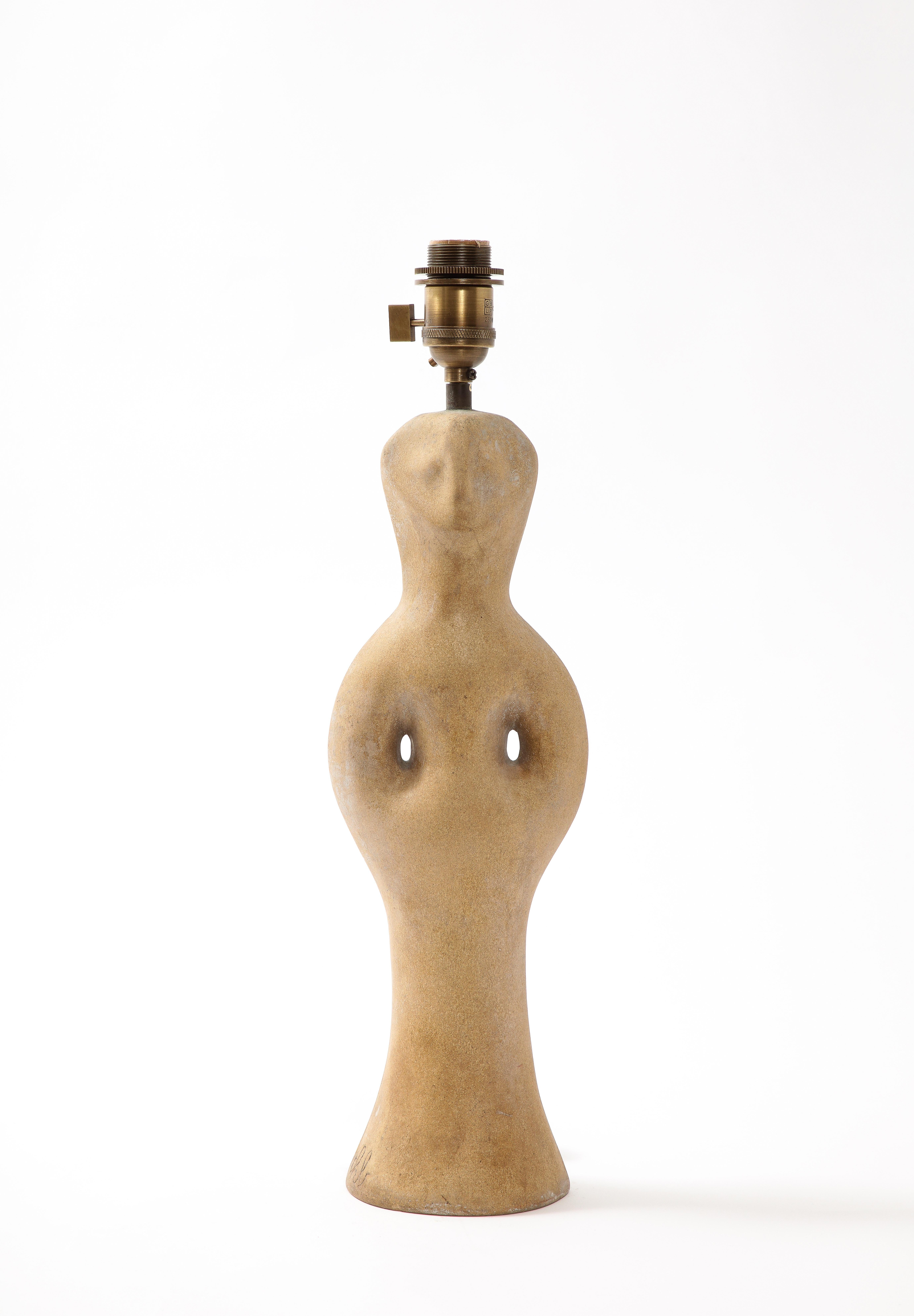 Figurative Keramik-Tischlampe „Tete De Femme“, Frankreich 1960er Jahre 4