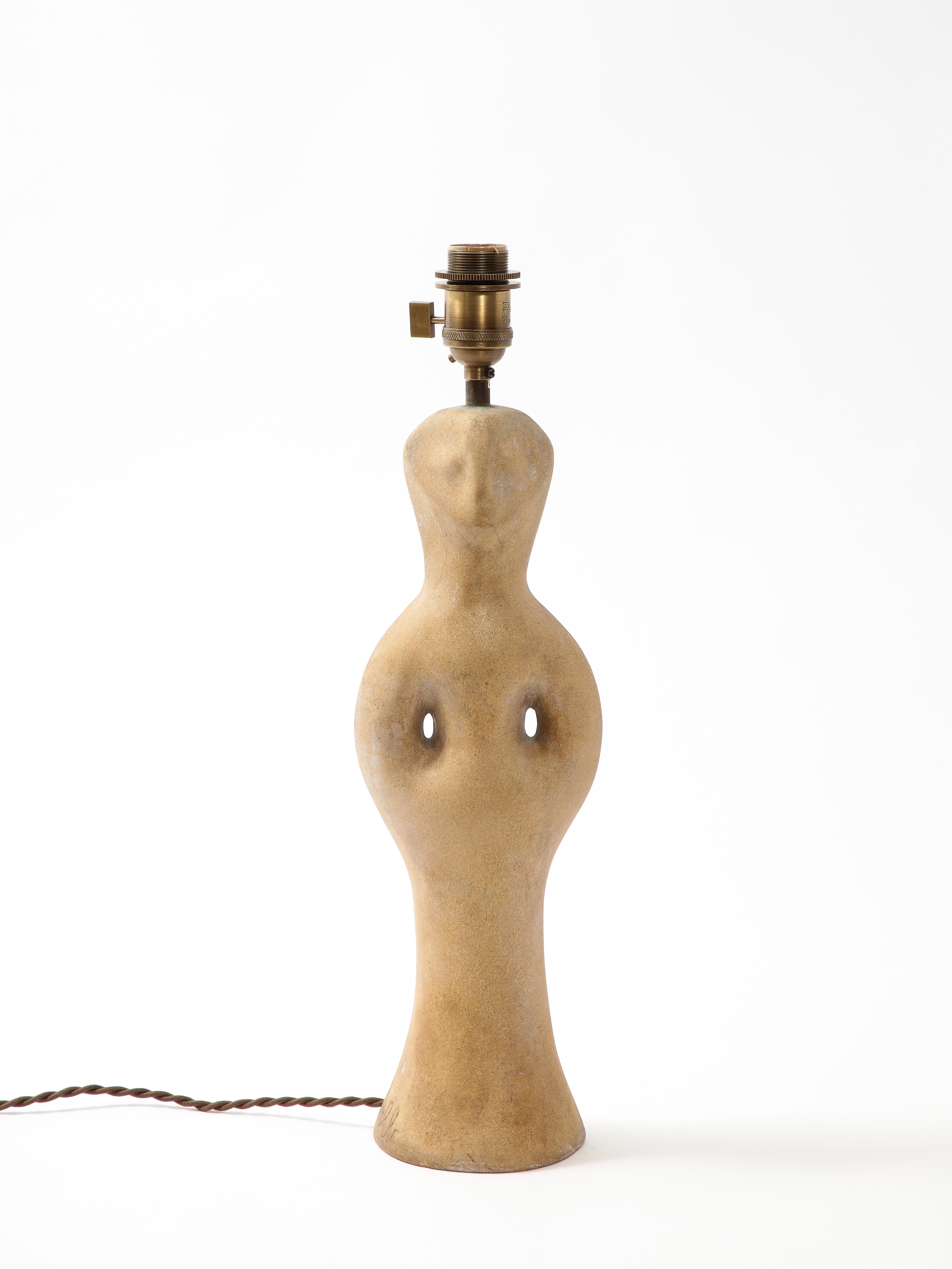 Figurative Keramik-Tischlampe „Tete De Femme“, Frankreich 1960er Jahre (20. Jahrhundert)