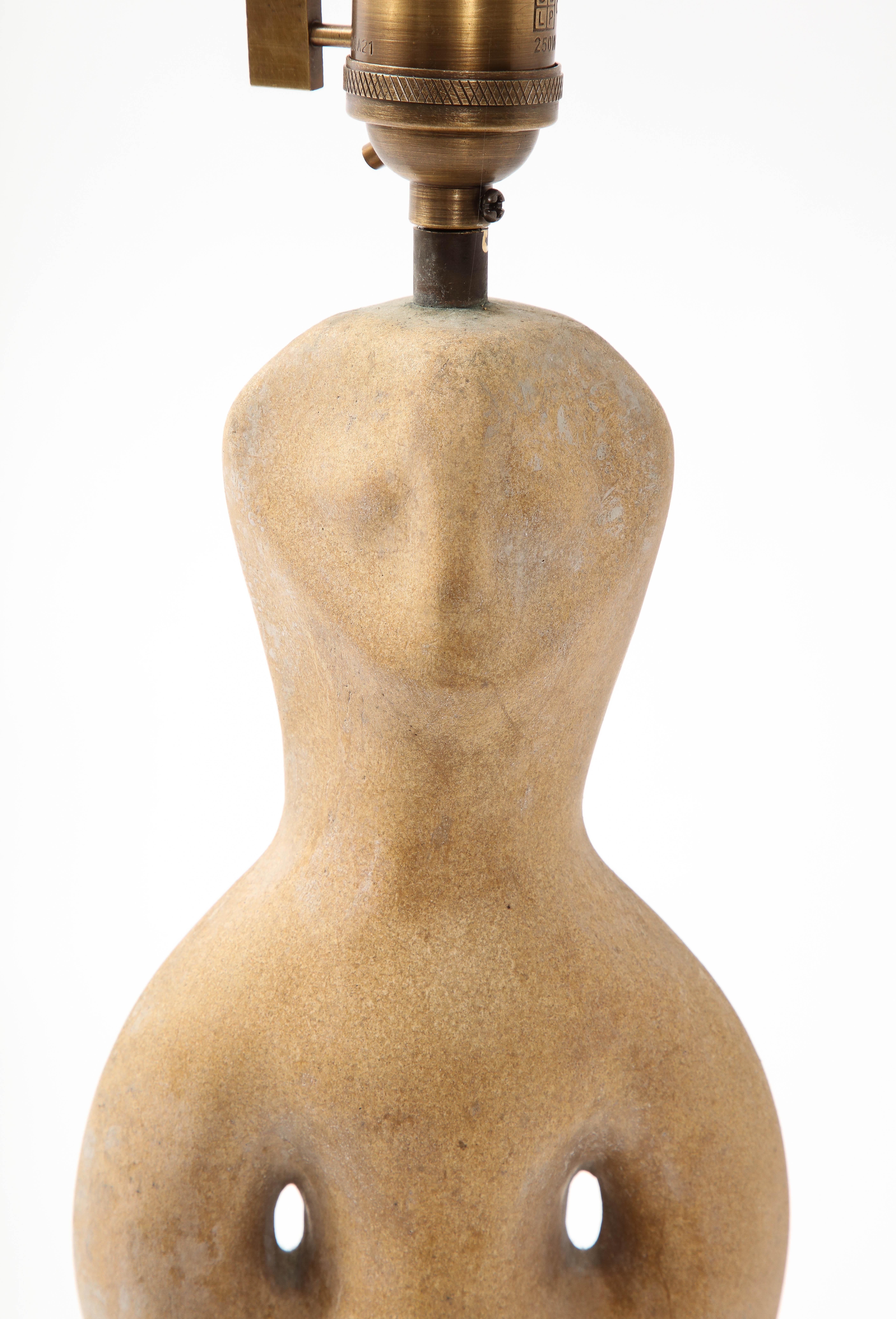 Figurative Keramik-Tischlampe „Tete De Femme“, Frankreich 1960er Jahre (Messing)