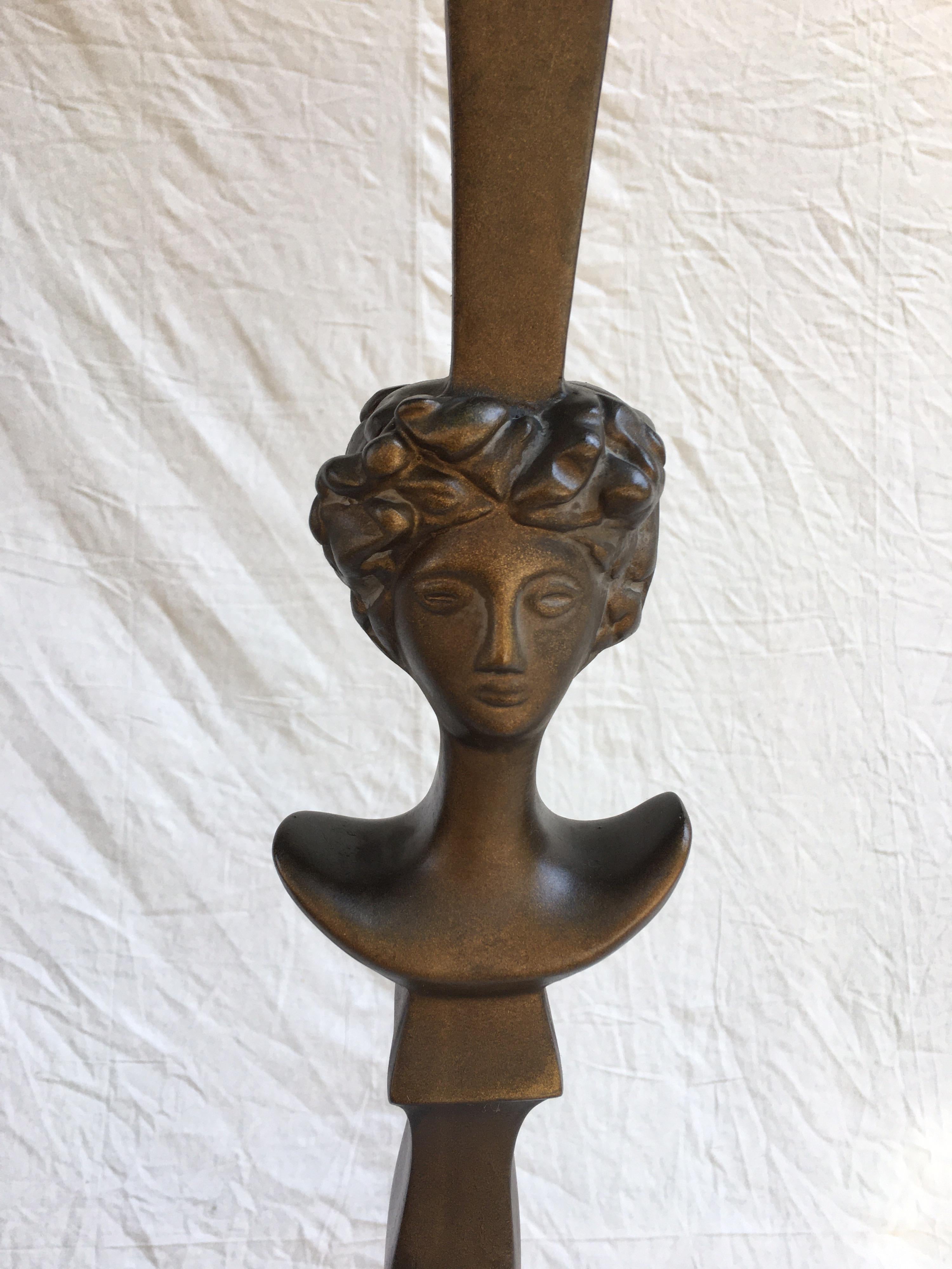 Tete De Femme Giacometti style floor lamp with a bronze finish. Great look and scale!