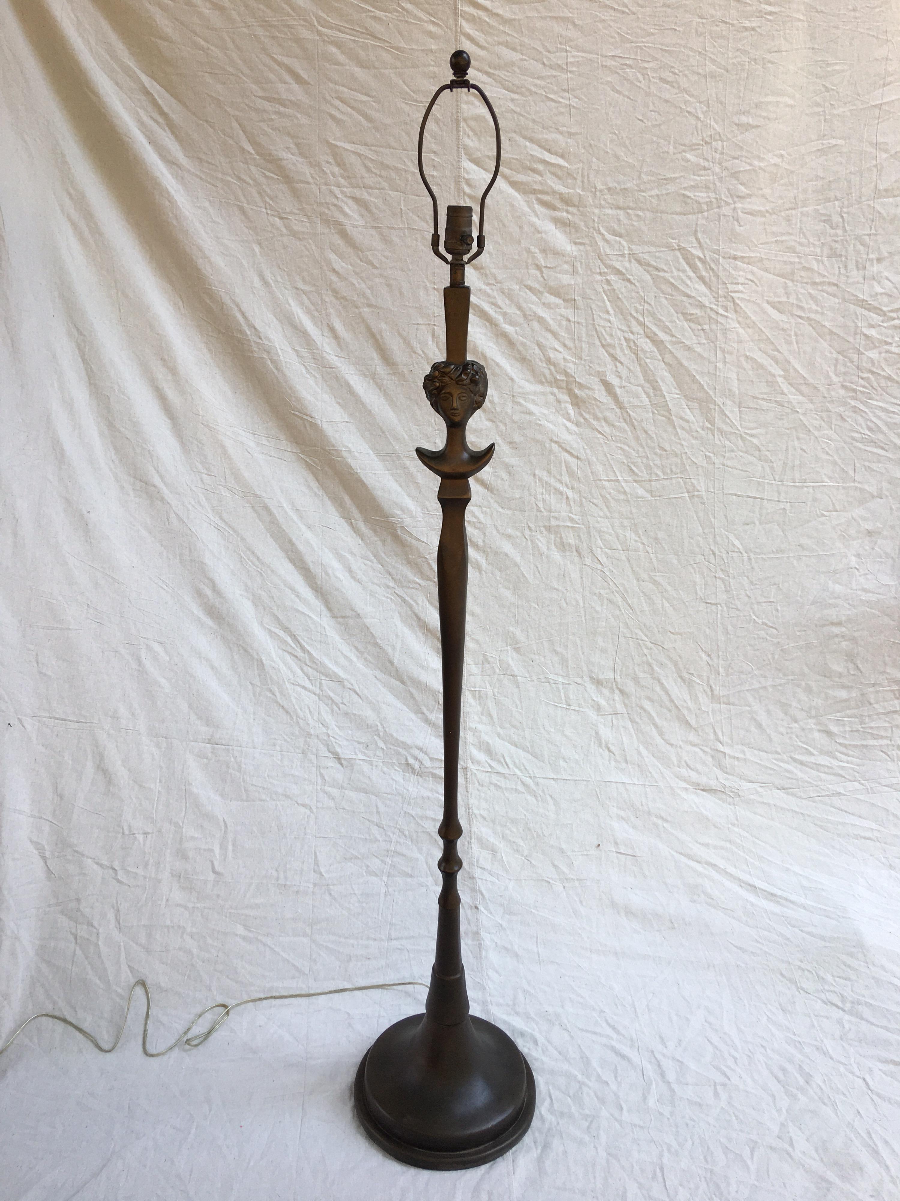 Late 20th Century Tete De Femme Style Giacometti Floor Lamp