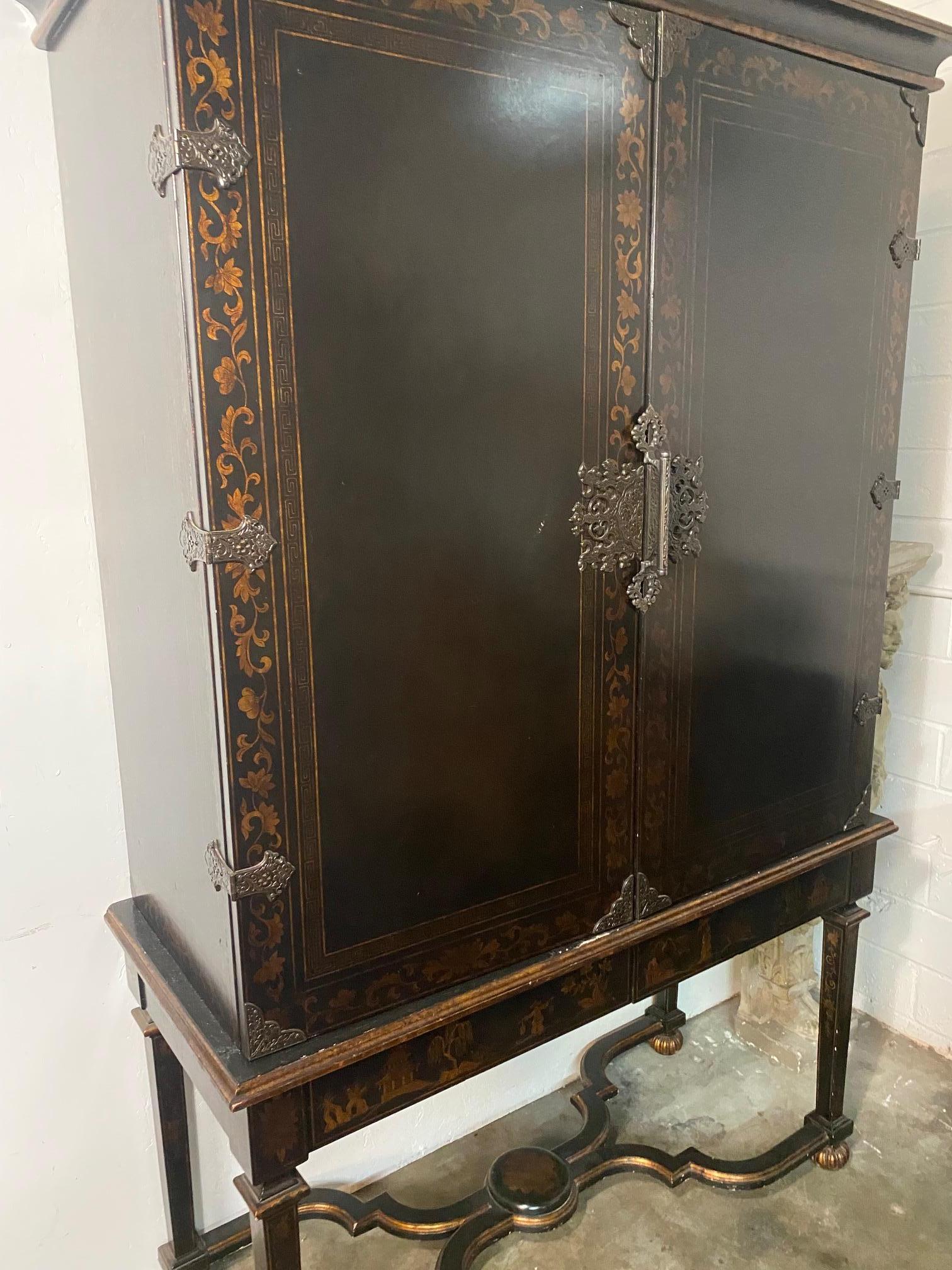 20th Century Tete De Négre Chinoiserie Tv and Media Cabinet/Armoire For Sale