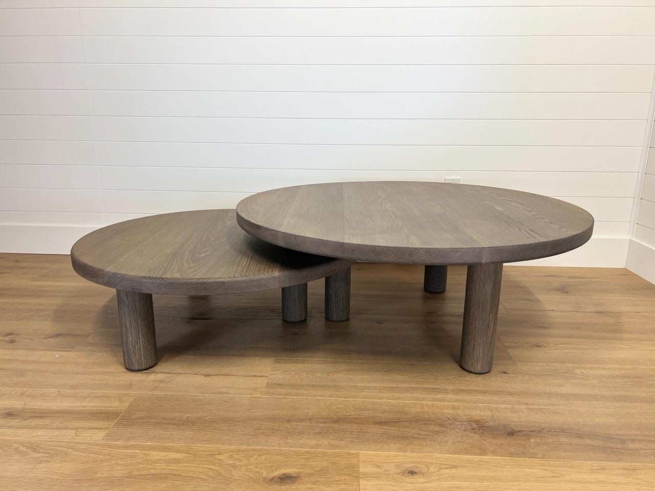 Contemporary Tether White Oak Nesting Coffee Table set For Sale