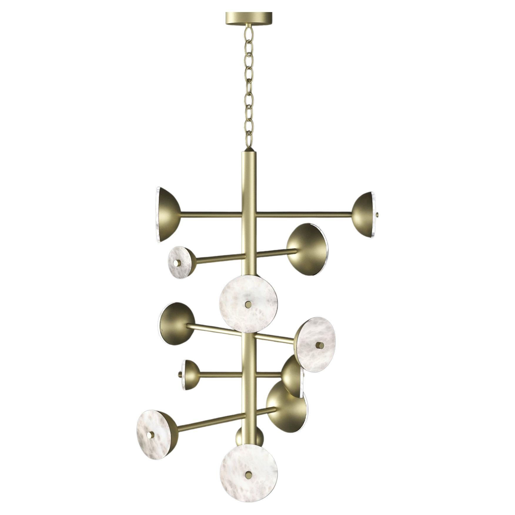 Teti Brushed Brass Chandelier by Alabastro Italiano For Sale